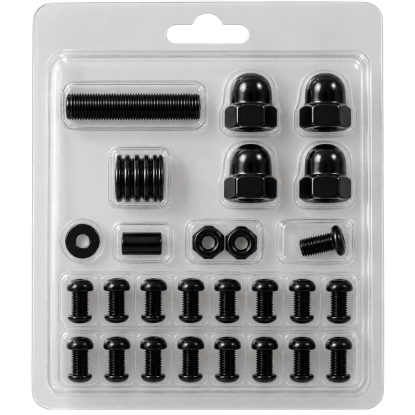 kit de tornillos de acero inoxidable negro